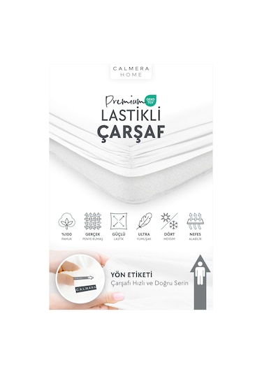 Calmera Home Tek Kişilik %100 Pamuk Penye Lastikli (Fitted) Çarşaf