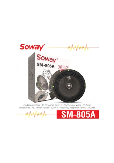 Soway Sm-805a 20cm Midrange Kurşun Göbek 300w 60rms Hoparlör 2adt