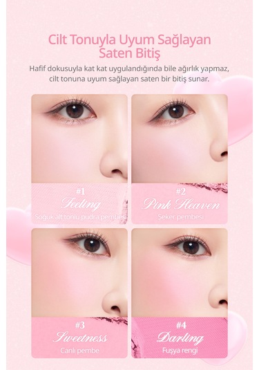 Dasique Karıştırılabilir Renk Tonlarına Sahip 4lü Allık Paleti Blending Mood Cheek 14 Love Heart 14 Love Heart