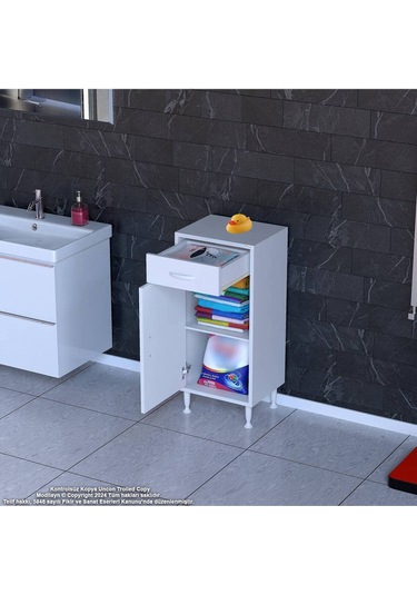 Emir 45 X 88 X 32,5 Cm Mutfak Dolabı 1 Çekmece 1 Kapak 1 Raf 2 Gözlü Organizatör Çok Amaçlı Dolap Beyaz