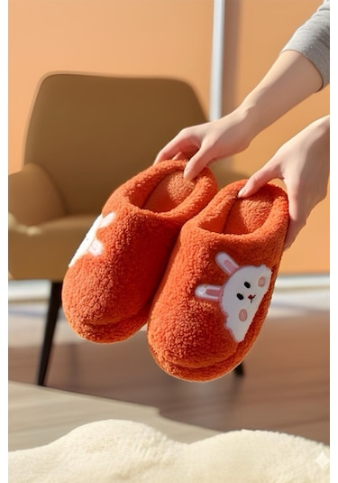 Ft 101 Tavşan Nakışlı Kadın Ev Terliği Peluş Terlik Çeyiz Ve Bohça Terliği Ses Yapmaz Kalın Taban Turuncu Ft 101 Tavşan Nakışlı Kadın Ev Terliği Peluş Terlik Çeyiz Ve Bohça Terliği Ses Yapmaz Kalın Taban Turuncu
