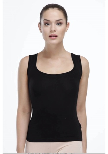 Malabadi 1037 Kadın Modal Açık Yaka Kalın Askılı Sırtı Kapalı Atlet-siyah