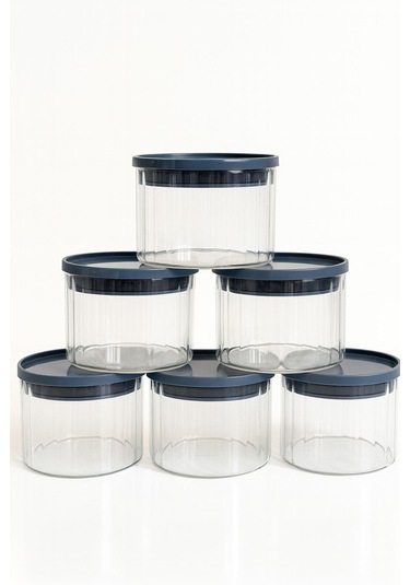 6'lı Borosilikat Cizgili Cam Kahvaltılık Seti - Sızdırmaz Silikonlu Plastik Kapak - 90 X 70 Mm-400 Ml Beyaz