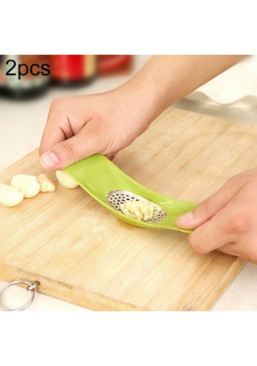 Sones Adet Çok Fonksiyonlu Paslanmaz Çelik Yay Şeklinde Sarımsak Presi Ev Tipi Manuel Sarımsak Ezici, Rastgele Renk Teslimatı