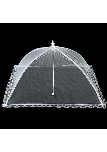 3 Adet Fileli Açılır Yemek Şemsiyesi - Yemekleriniz İçin Şık Koruma Beyaz 1 Adet Diğer