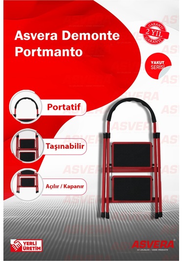 Yakut Serisi Patika 2 Li Katlanır Merdiven Ev, Bahçe Ve Depo İçin Güvenli Seçenek 1 Adet