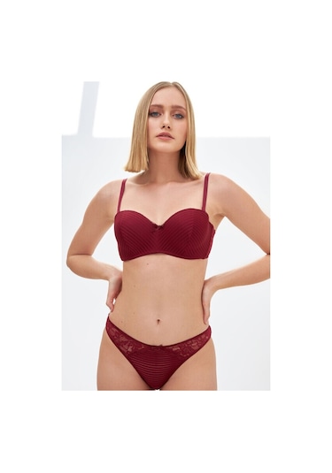 Nbb Kadın Bordo Straplez Sütyen Külot Takım (544179852)