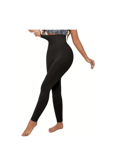 Lazer Kesim 2 Beden Incelten Hayalet Korseli Yüksek Bel Tayt SiYAH