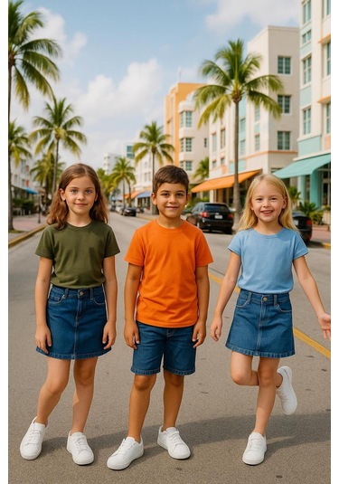 Çocuk Basic T-shirt Kız - Erkek Unisex %100 Pamuk 3'lü Süper Paket K-13