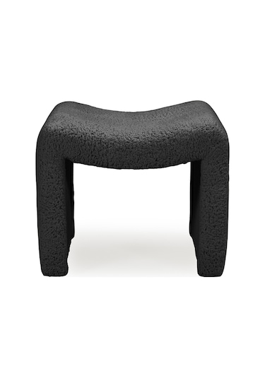 Tokyo Peluş Oval Puf Siyah Siyah