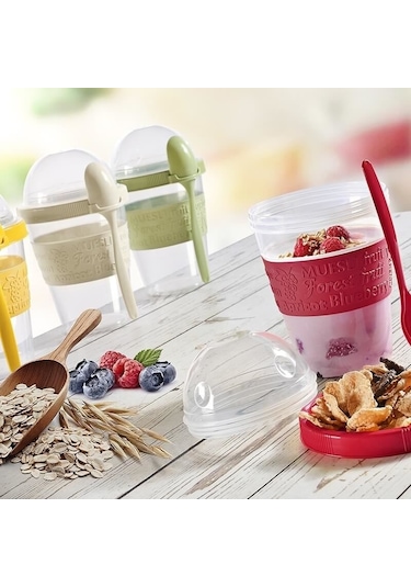 600 Ml Take'N Go Hazneli Kaşıklı Yoğurt Kabı