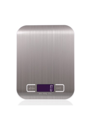 Hombey Gümüş Mutfak Terazi - 5kg/1g Hassasiyet, Şarjlı+pil Desteği, Abs+paslanmaz Çelik, 48 Saat Kullanim Süresi Çok Renkli