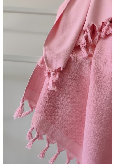 %100 Pamuk Havlu Peştemal 90x170cm - Plaj & Havuz Havlusu Pembe Pembe