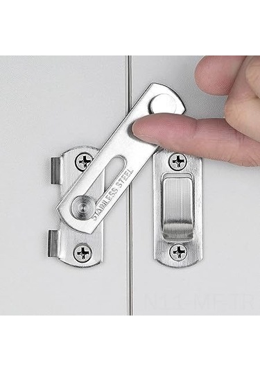 Mufunye 4 Adet Çelik Ahşap Kapı Kilidi, 7x5 Cm, Paslanmaz Çelik, Kayar Kapı, Dolap, Banyo, Antika Stili, Kolay Kurulum, Çekme Kapı Güvenliği Gümüş