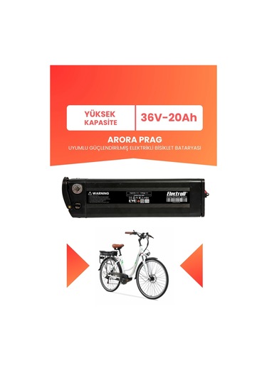 Arora Prag Uyumlu 36v 20ah Elektrikli Bisiklet Bataryası Siyah