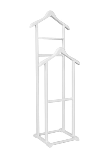 Nyn Ahşap Dilsiz Uşak Beyaz Renk Çift Tepeli Ayaklı Askı Beyaz