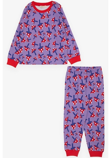 Breeze Kız Çocuk Pijama Takımı Mantar Desenli 1-4 Yaş, Lila-lila Lila