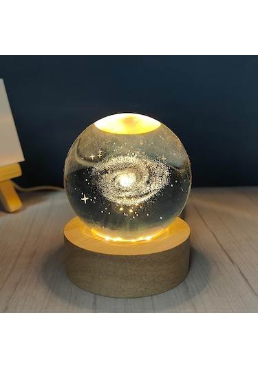 Xiyyadms Kosmos Desenli Usb Işıklı Kristal Top Meblesi - Ev Dekoru Hediyelik Kişisel Aydınlatma Cihazı Diğer