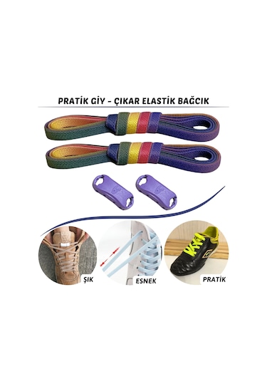 Tak Bırak, Klipsli Elastik, Yeni Nesil Akıllı Bağcık Çok Renkli