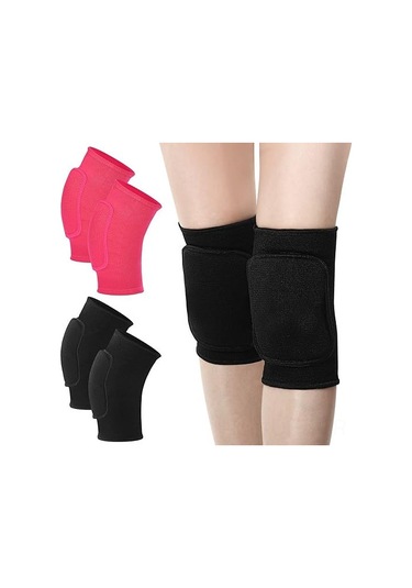 Aubyhe Gençler İçin Spor Knee Pad 4 Adet - Dans, Voleybol, Bisiklet İçin Kaymaz, Yumuşak, Nefes Alıcı - S Beden Siyah Ve Pembe 2 Çift Çok Renkli
