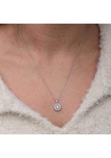 Artsmagazinmücevher Gümüş Zirkon Taşlı Yuvarlak Kadın Kolye