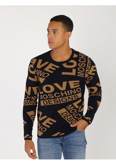 Moschino Moschıno Erkek Kazak /M.Lov.2019.6494 Laci-Kahve Lacivert