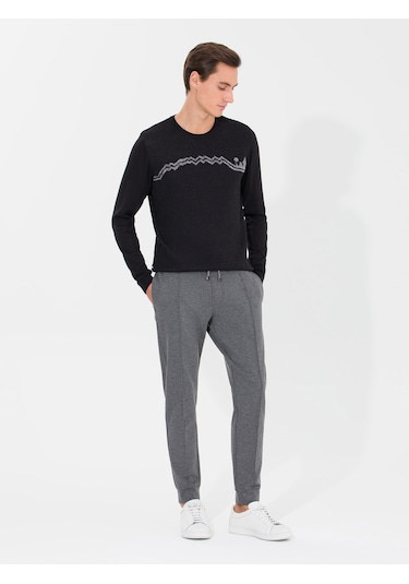 Cacharel Siyah Slim Fit Bisiklet Yaka Triko Kazak