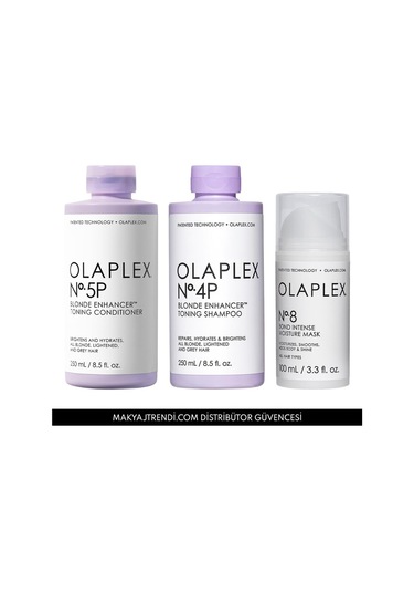 Olaplex No:4p Blonde Enhancer Şampuan 250 ML + No:5p Saç Kremi 250 ML + No:8 Maske 100 ML
