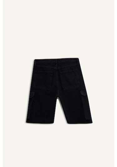 Defacto %100 Pamuk Kargo Fit Jean Bermuda Şort E1380ax25smnm40 Siyah