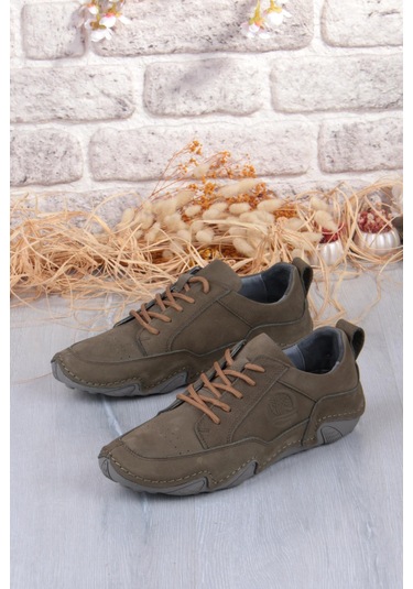 Mehmet Mete 42325 Comfort Rahat Esnek Hakiki Deri Erkek Ayakkabı Haki