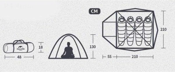 Naturehike P Serisi 3 Kişilik Mavi Çadır Mavi