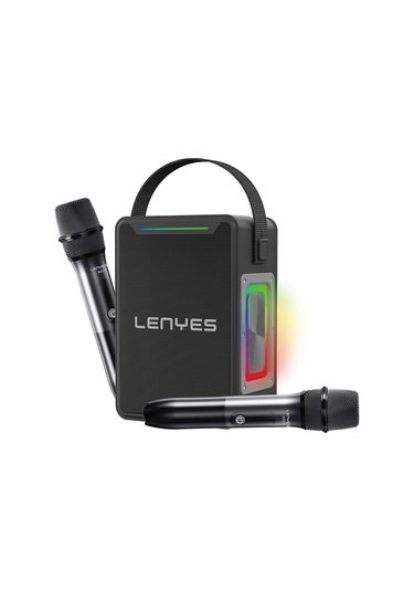 Lenyes S857 Rgb Işıklı Çift Mikrofonlu Taşınabilir Tws Bluetooth Speaker Hoparlör V5.3 Siyah