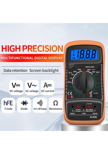 Yunboo Xl830l Sarı Dijital Multimetre: Elektrikçi İçin Yüksek Hassasiyetli Akım, Gerilim, Direnc Ölçer - Pil İle Teslim
