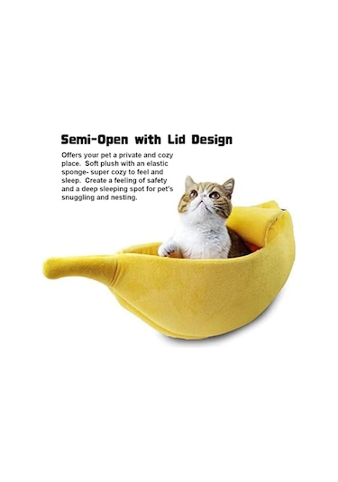 Leezsing Sevimli Muz Şeklinde Kedi Yuvası Evcil Hayvan Yatağı Yavru Kedi Sıcak Ev Yatağı Kış İçin Yumuşak Sıcak Kedi Yatağı Sevimli Evcil Hayvan Malzemeleri