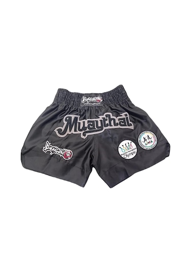 Dragondo Mt2017 Muay Thai Federasyon Onaylı Nakışlı Maç Şortu Siyah
