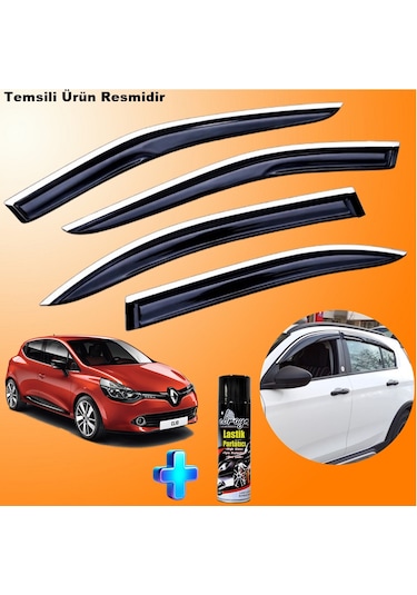 Clio 4 Hb Mügen Cam Rüzgarlığı Abs Nikelaj Krom Cam Rüzgarlığı 2012-2019 + Ebrayn Lastik Parlatıcı
