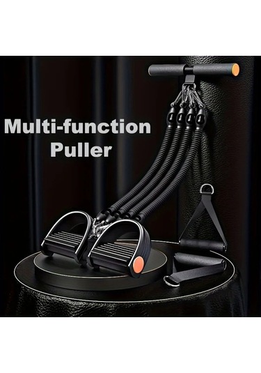 Pazly 1 Adet 4 Ü 1 Arada Ayarlanabilir Dirençli Germe Lastiği Pedallı Kollu Mekik Tüm Vücut Egzersiz Kiti, Evde Kullanım İçin Gül Kırmızısı Siyah Altın Renkli, Kadınlar Günü Hediyesi Altın