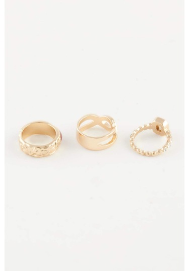 Defacto Kadın 3lü Taşlı Gold Yüzük E1452axnskr1 Gold