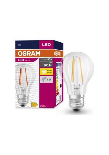 Osram Ledvalue 6,5W (60W) Rustik Led Ampul Sarı 2700K - E27 Duy