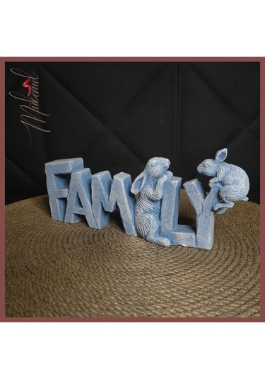 El Yapımı Dekoratif "aile" Tabelası Tavşan Heykelleri İle - Ev