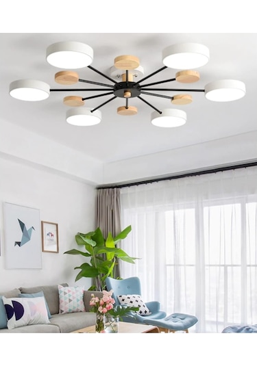 Simaavize Modern Ahşap Detaylı Led Avize 6'Lı