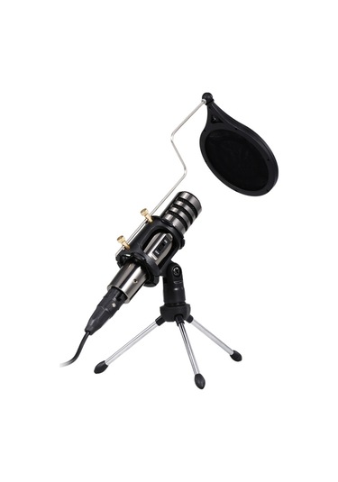 Mufunye Çok İşlevli Kondansatör Mikrofon Kayıt Mikrofonu Kiti 3.5mm Cep Telefonu Bilgisayar Karaoke Ses Mikrofonu Tripodlu
