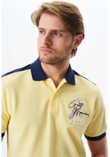 Arma Erkek Regular Fit Baskılı % 100 Pamuk Pike Polo Yaka Tişört Y29374356002 Sarı