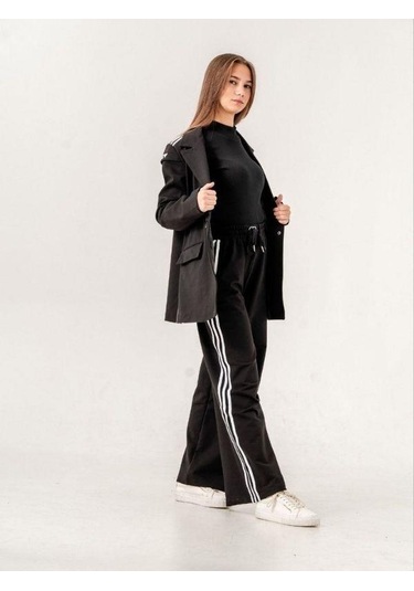 Kız Çocuk Pamuklu Astarlı Pantolon Ceket Tasarım Takım-14221 Siyah