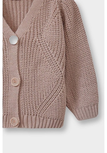 Defacto Kız Bebek V Yaka Düğmeli Hırka A4081a525aubr476 Bordo