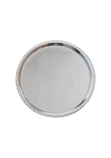 Modabakir Bakır Künefe Tepsi, Bakır Sunum Servis Tepsisi 45 Cm Model:5648975 Gümüş