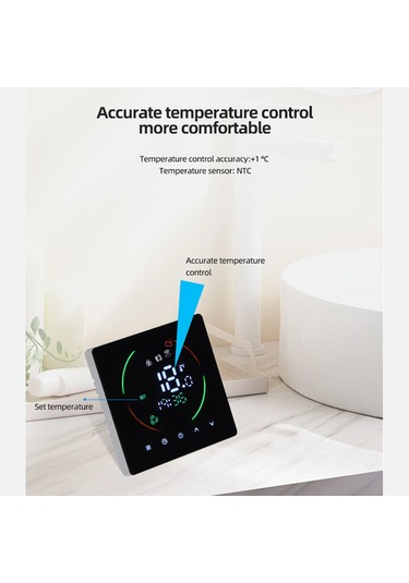 Ranyeek East2-16a Siyah Akıllı Wıfı Termostat, Elektronik Yeraltı Isı Kontrolü, Zamanlama, Akıllı Telefon Uzak Kontrol, Nem Ve Hava Durumu Takibi