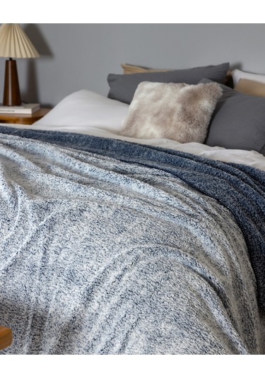Madame Coco Nord Sherpa Tek Kişilik Battaniye - İndigo Indigo
