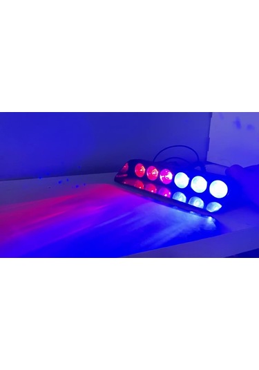 Cam Içi Çakar Lamba Kırmızı - Mavi 12V 8 Fonksiyonlu Power Led