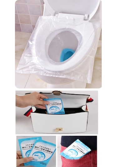 Büro Ev Klozeti İçin 50adet Seyahat Tipi Taşınabilir Poşetli Kapak Kılıfı Diğer